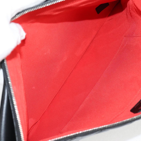 CHANEL Clutch Bag tweed Black Silver CC Auth 127554M