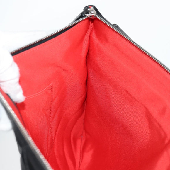 CHANEL Clutch Bag tweed Black Silver CC Auth 127554M