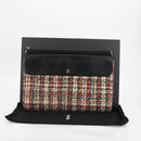 CHANEL Clutch Bag tweed Black Silver CC Auth 127554M-23