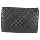 CHANEL Clutch Bag tweed Black Silver CC Auth 127554M-3