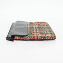 CHANEL Clutch Bag tweed Black Silver CC Auth 127554M-4