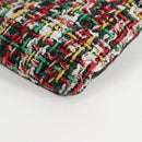 CHANEL Clutch Bag tweed Black Silver CC Auth 127554M-9