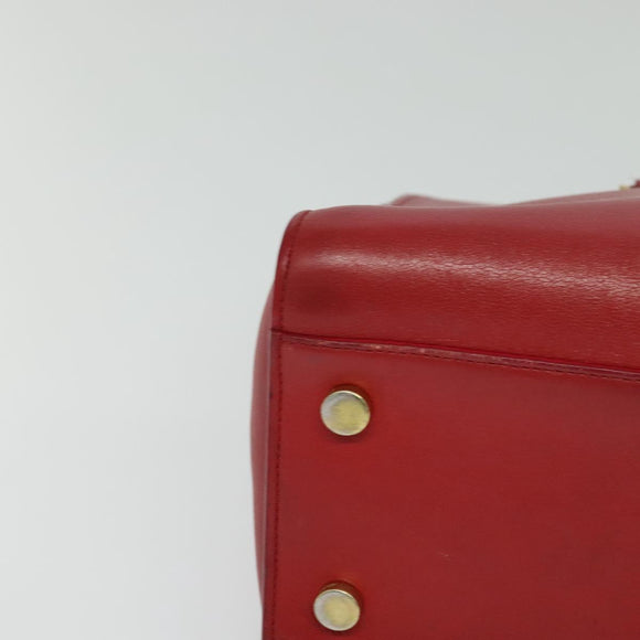 SAINT LAURENT Hand Bag Leather 2way Red Gold Auth 127565
