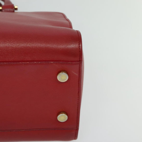 SAINT LAURENT Hand Bag Leather 2way Red Gold Auth 127565