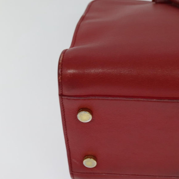 SAINT LAURENT Hand Bag Leather 2way Red Gold Auth 127565