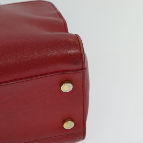 SAINT LAURENT Hand Bag Leather 2way Red Gold Auth 127565