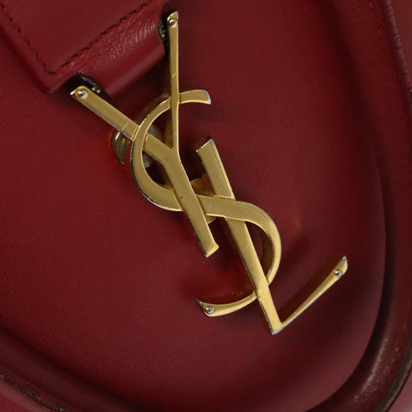 SAINT LAURENT Hand Bag Leather 2way Red Gold Auth 127565