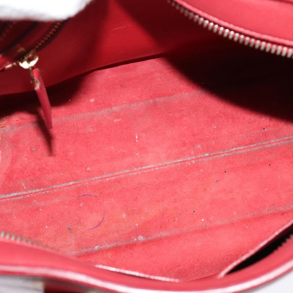 SAINT LAURENT Hand Bag Leather 2way Red Gold Auth 127565