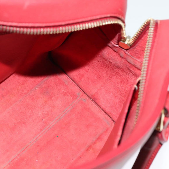 SAINT LAURENT Hand Bag Leather 2way Red Gold Auth 127565