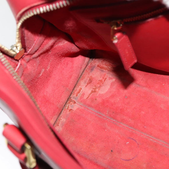 SAINT LAURENT Hand Bag Leather 2way Red Gold Auth 127565