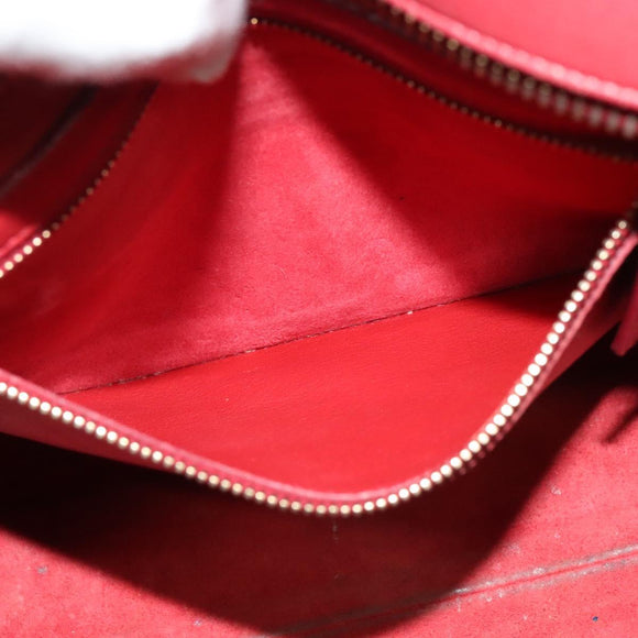 SAINT LAURENT Hand Bag Leather 2way Red Gold Auth 127565