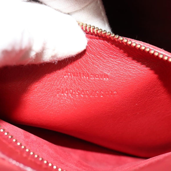 SAINT LAURENT Hand Bag Leather 2way Red Gold Auth 127565