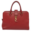 SAINT LAURENT Hand Bag Leather 2way Red Gold Auth 127565-13