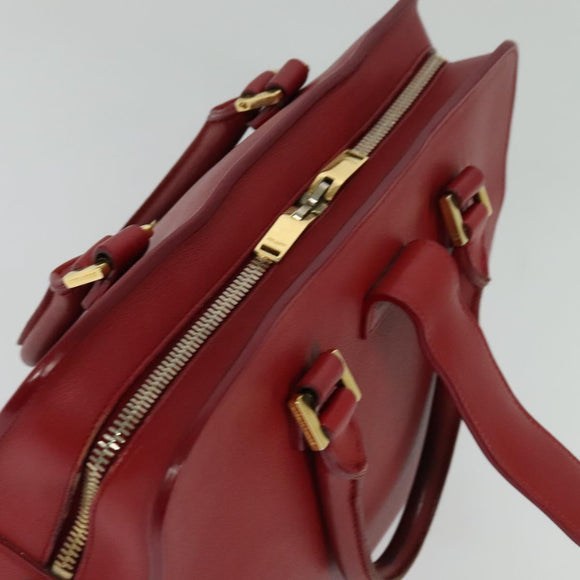 SAINT LAURENT Hand Bag Leather 2way Red Gold Auth 127565