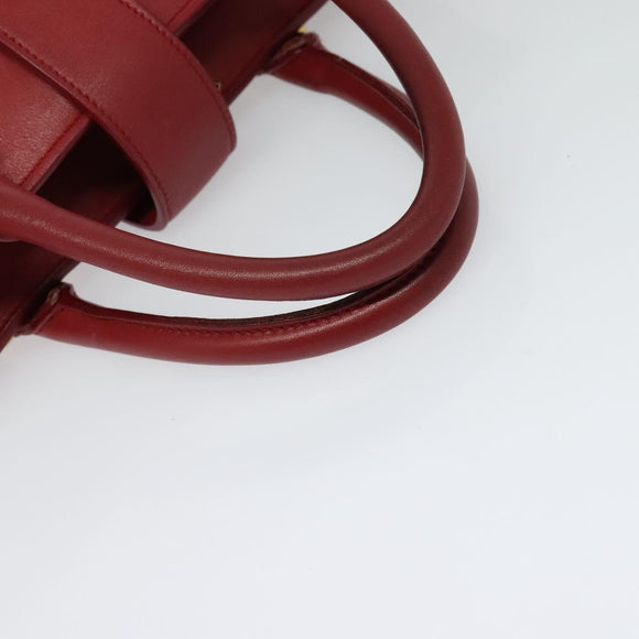 SAINT LAURENT Hand Bag Leather 2way Red Gold Auth 127565