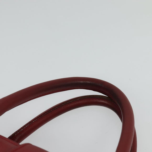 SAINT LAURENT Hand Bag Leather 2way Red Gold Auth 127565