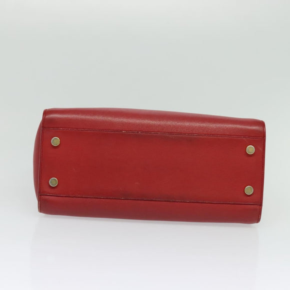 SAINT LAURENT Hand Bag Leather 2way Red Gold Auth 127565