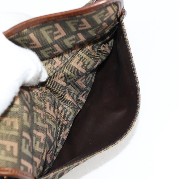 FENDI Zucchino Canvas Pouch Khaki Auth 127566V