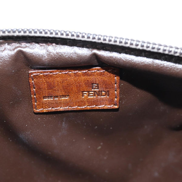 FENDI Zucchino Canvas Pouch Khaki Auth 127566V