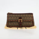 FENDI Zucchino Canvas Pouch Khaki Auth 127566V-21