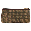 FENDI Zucchino Canvas Pouch Khaki Auth 127566V-3