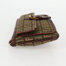 FENDI Zucchino Canvas Pouch Khaki Auth 127566V-4