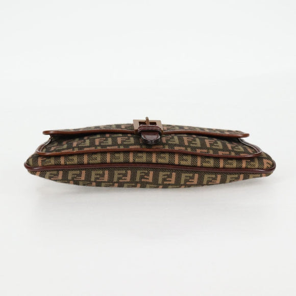 FENDI Zucchino Canvas Pouch Khaki Auth 127566V