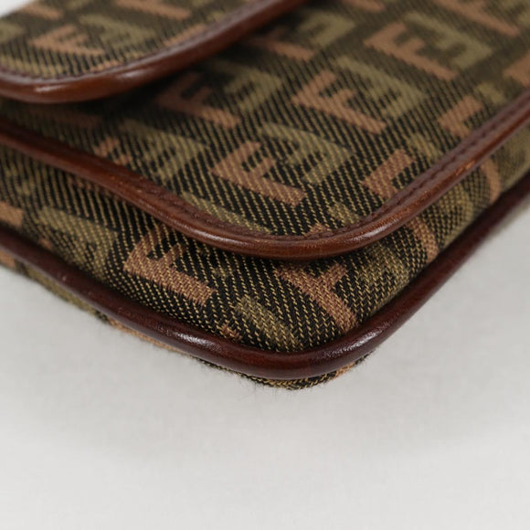 FENDI Zucchino Canvas Pouch Khaki Auth 127566V