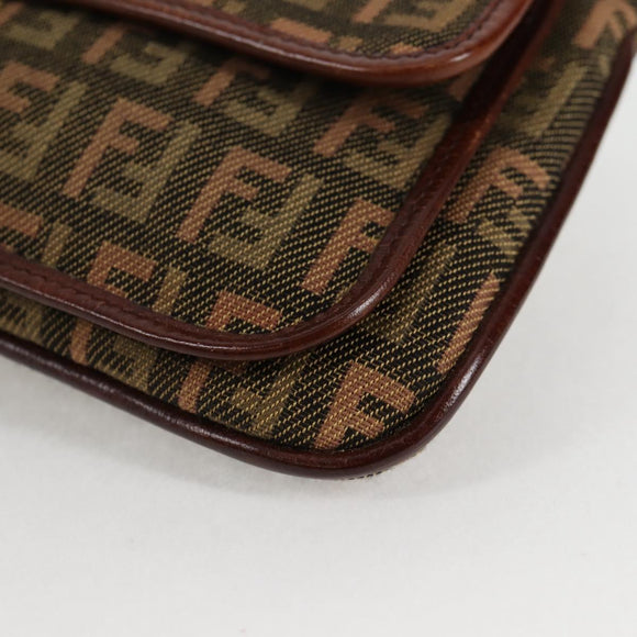 FENDI Zucchino Canvas Pouch Khaki Auth 127566V