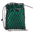 PRADA Chain Shoulder Bag Satin Green Auth 127567-1