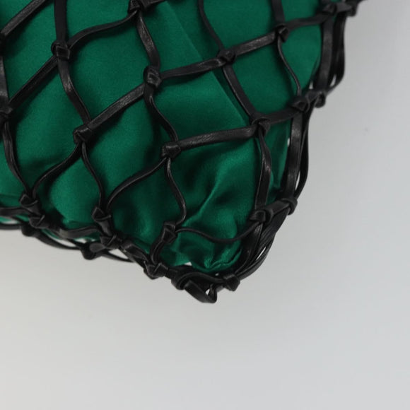 PRADA Chain Shoulder Bag Satin Green Auth 127567