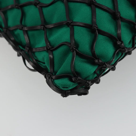 PRADA Chain Shoulder Bag Satin Green Auth 127567