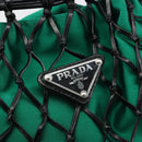 PRADA Chain Shoulder Bag Satin Green Auth 127567-17