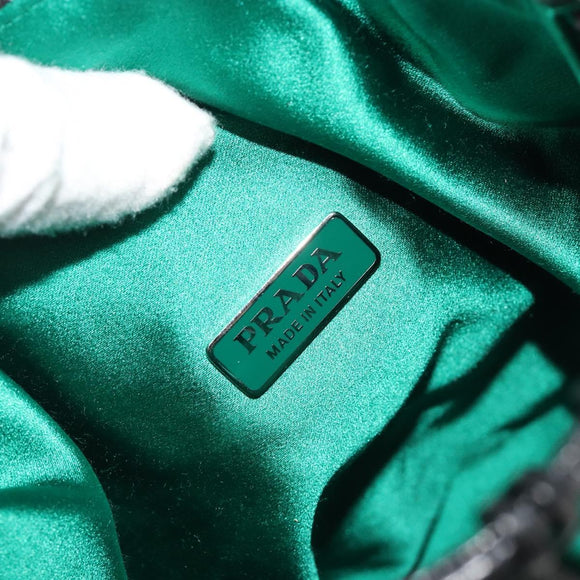 PRADA Chain Shoulder Bag Satin Green Auth 127567