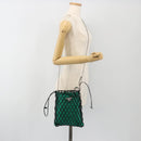 PRADA Chain Shoulder Bag Satin Green Auth 127567-24