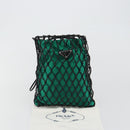 PRADA Chain Shoulder Bag Satin Green Auth 127567-25