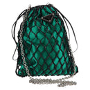 PRADA Chain Shoulder Bag Satin Green Auth 127567M-1
