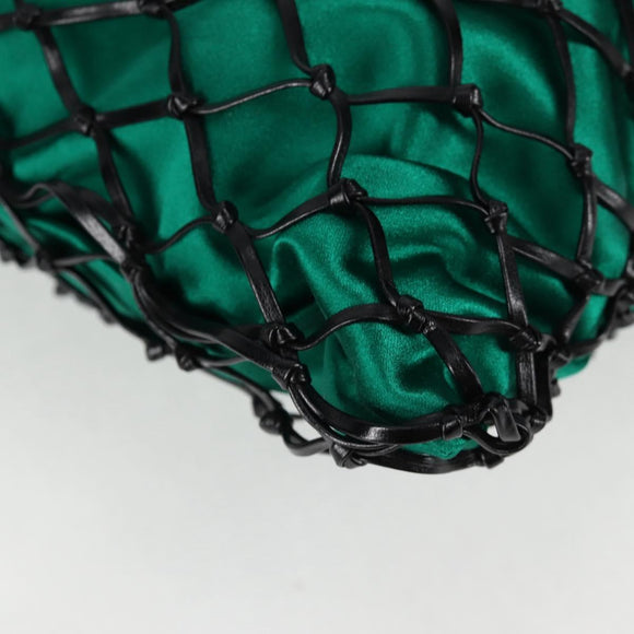 PRADA Chain Shoulder Bag Satin Green Auth 127567M