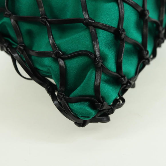 PRADA Chain Shoulder Bag Satin Green Auth 127567M