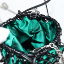 PRADA Chain Shoulder Bag Satin Green Auth 127567M-22