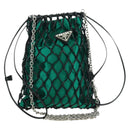 PRADA Chain Shoulder Bag Satin Green Auth 127567M-1