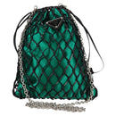 PRADA Chain Shoulder Bag Satin Green Auth 127567M-13