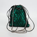 PRADA Chain Shoulder Bag Satin Green Auth 127567M-12