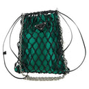 PRADA Chain Shoulder Bag Satin Green Auth 127567M-13