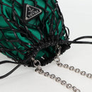 PRADA Chain Shoulder Bag Satin Green Auth 127567M-6