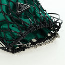 PRADA Chain Shoulder Bag Satin Green Auth 127567M-6