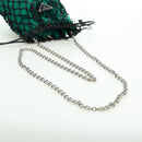 PRADA Chain Shoulder Bag Satin Green Auth 127567M-7