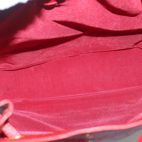 CHANEL Caviar Skin Backpack Caviar Skin Red Gold CC Auth 127574