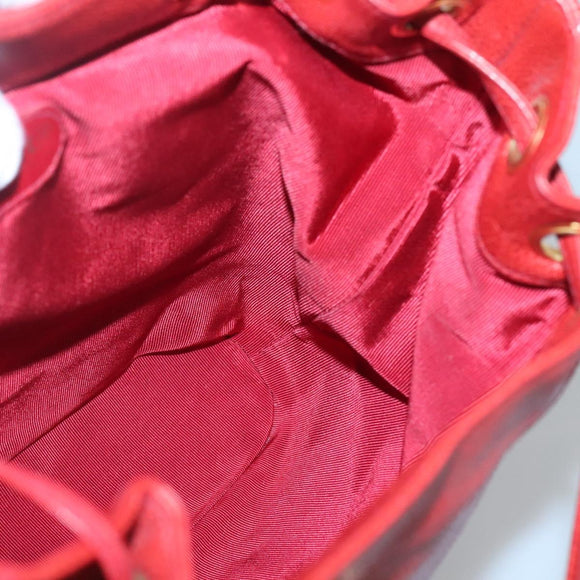 CHANEL Caviar Skin Backpack Caviar Skin Red Gold CC Auth 127574