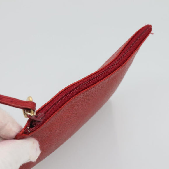 CHANEL Caviar Skin Backpack Caviar Skin Red Gold CC Auth 127574